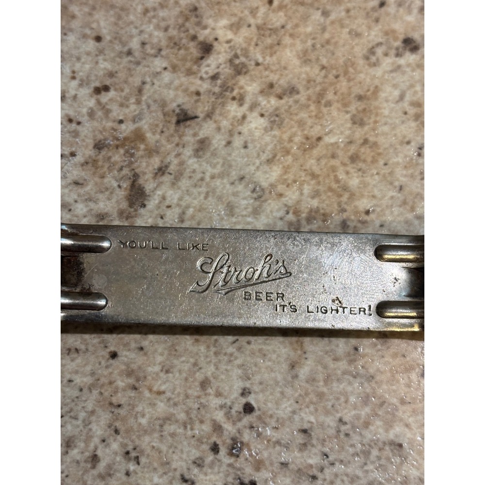 Vintage Stroh's Beer Church Key Bottle Can Opener Vaughan Detroit Michigan 4in - Picture 5 of 9